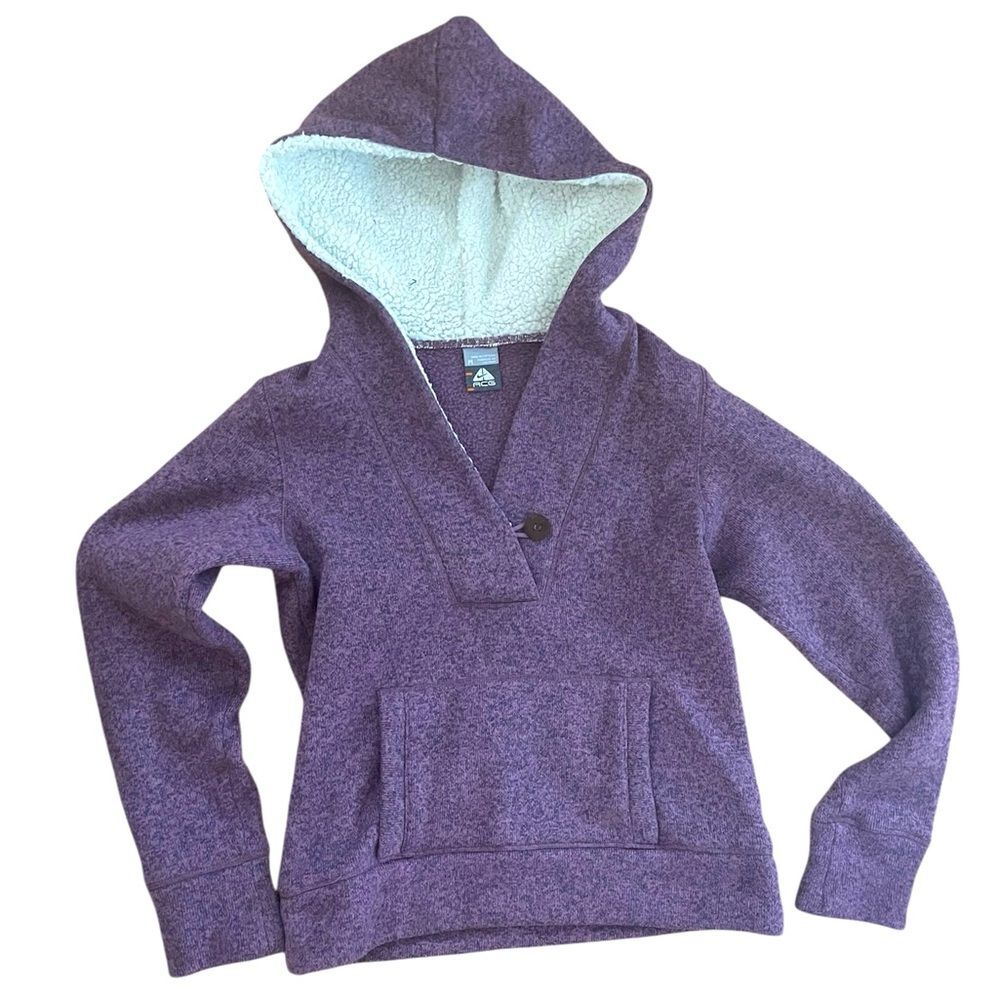 Vintage Y2K Nike ACG Essential Heathered Purple Cotton Sherpa Lined Hoodie Women